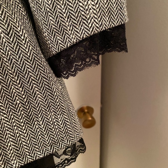 Artifacts brand 1x black/white patterned suit jackets lace trim cute pockets $25 - Picture 9 of 9